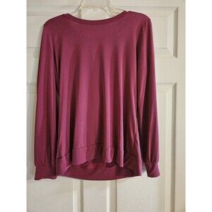 LOFT Long Sleeve Open Back Shirt Blouse Top Women's Size Medium Pink Magenta